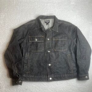 Vintage‎ polo jeans men's black grey denim bomber jacket work pocket 90s L